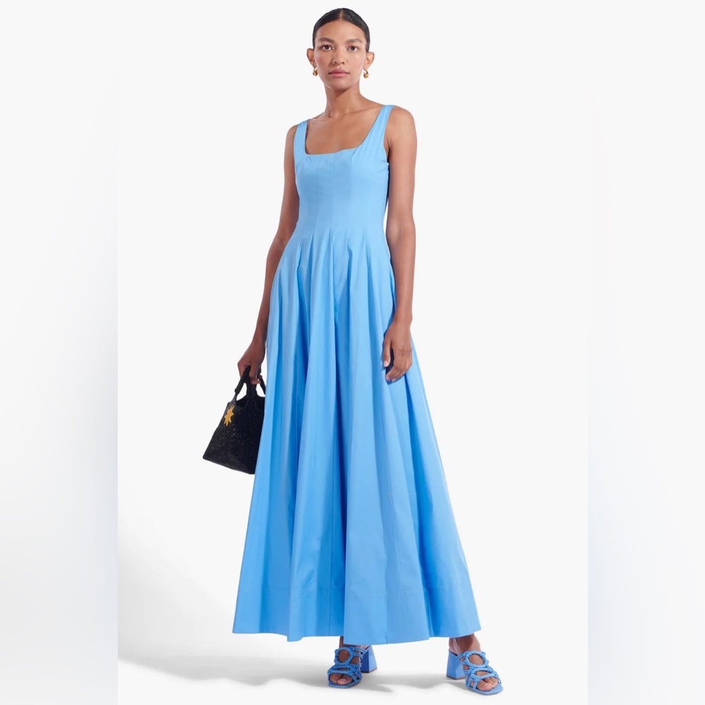 STAUD WELLS MAXI DRESS IN AZURE SIZE 6